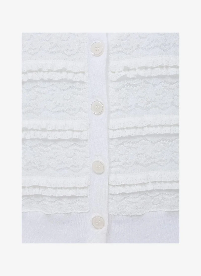 French Connection  Women's Summer White Krista Lace Mix Cardigan for Women | Best Price UAE