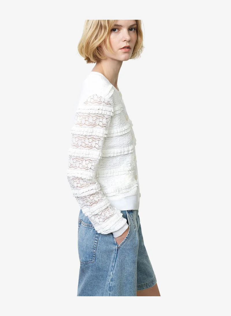 French Connection  Women's Summer White Krista Lace Mix Cardigan for Women | Best Price UAE