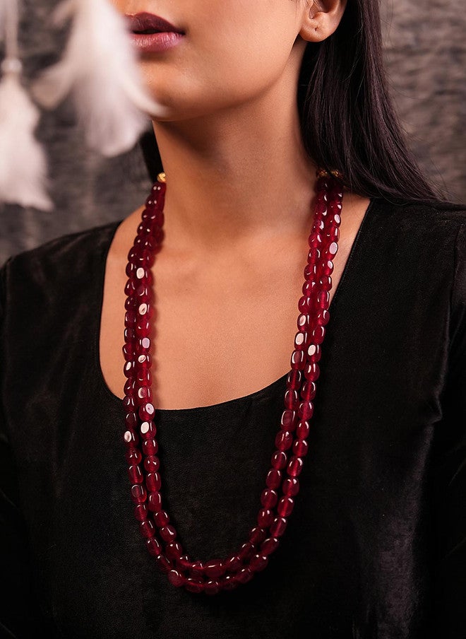 Binnis Wardrobe Red German Silver Layered Necklace - Image 1