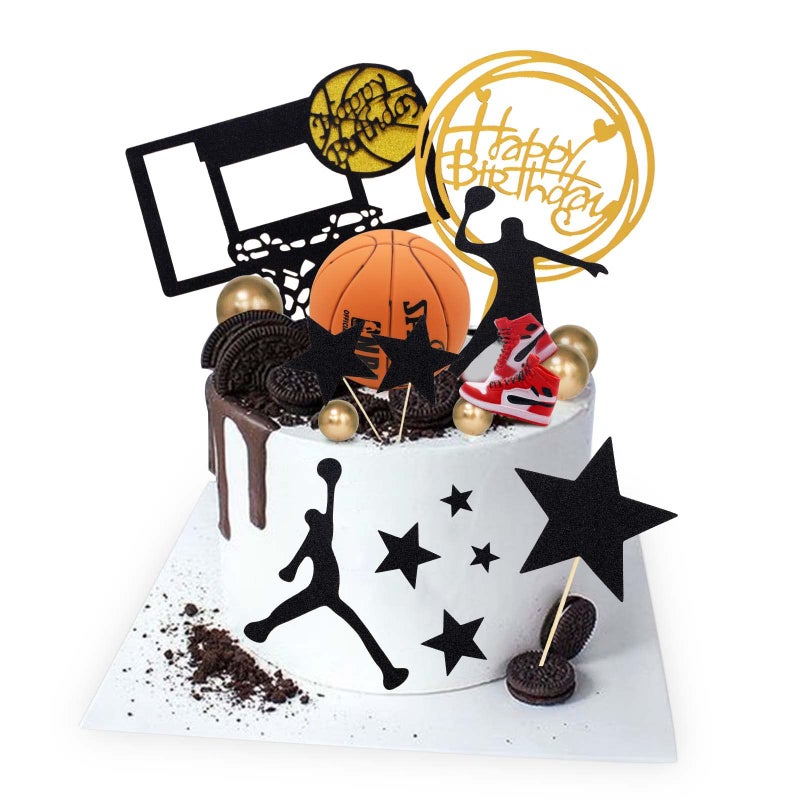 Lukinuo Basketball Cake Toppers 17pcs Basketball Theme Cake Decoration For Boys Men Basketball Birthday Party Supplies - Image 1