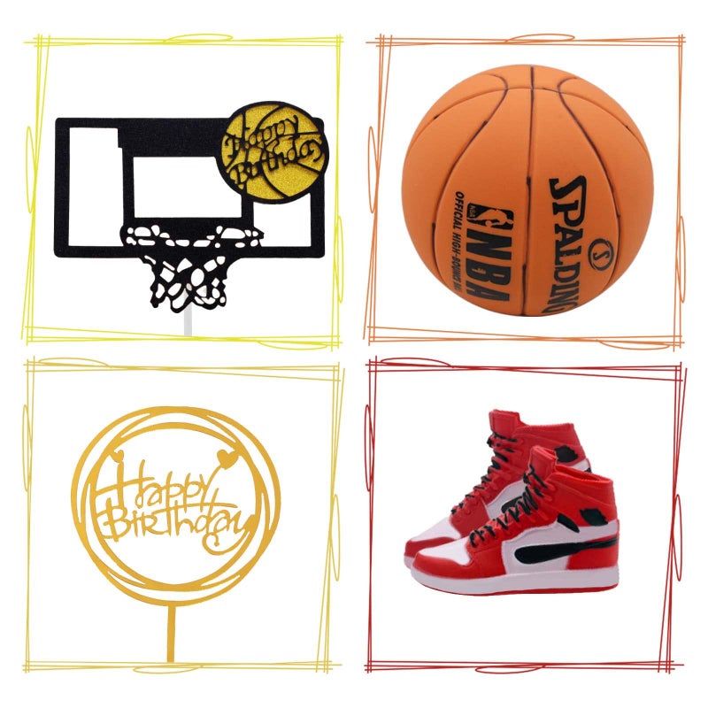 Lukinuo Basketball Cake Toppers 17pcs Basketball Theme Cake Decoration For Boys Men Basketball Birthday Party Supplies - Image 3
