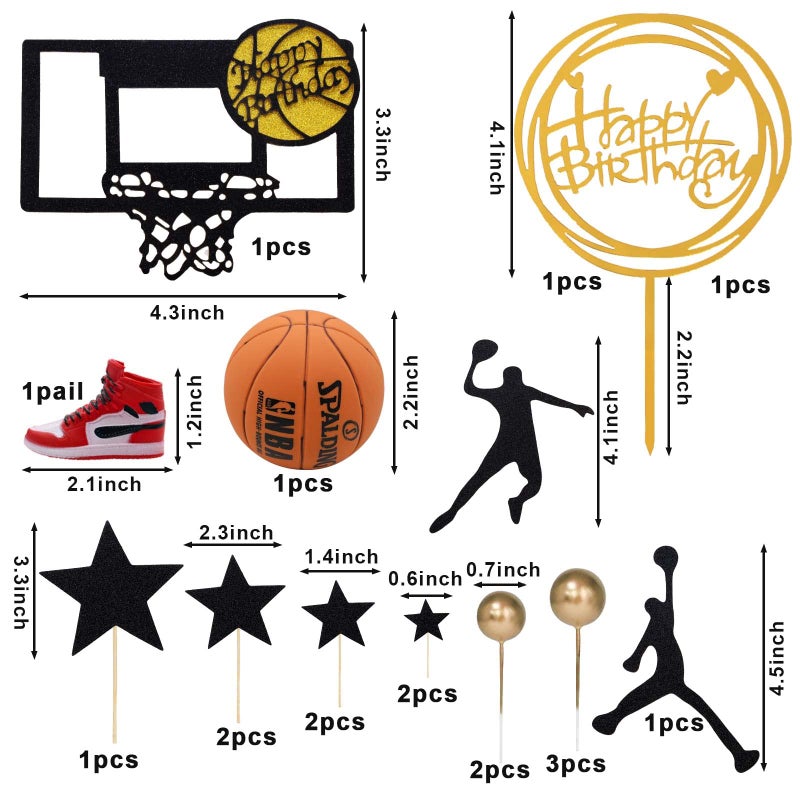 Lukinuo Basketball Cake Toppers 17pcs Basketball Theme Cake Decoration For Boys Men Basketball Birthday Party Supplies - Image 2