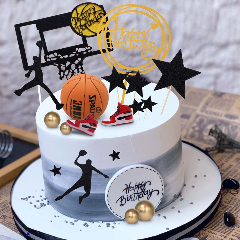 Lukinuo Basketball Cake Toppers 17pcs Basketball Theme Cake Decoration For Boys Men Basketball Birthday Party Supplies - Image 4