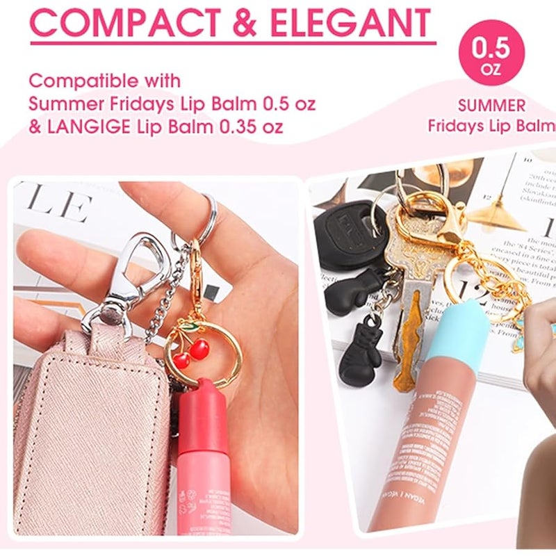 Limpskys ليمبسكيز غطاء سلسلة مفاتيح لـ Summer Fridays مرطب شفاه 0.5 أونصة و LANGIGE مرطب شفاه 0.35 أونصة (4 قطع، أغطية ذهبية) - Image 2