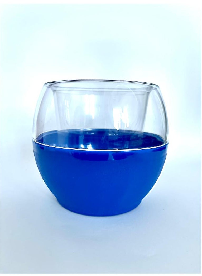 PoliWork Indoor decorative flower pot, 17 cm, Round, Blue color, with 4 holes, Buule Fashion PoliWork.  - Image 1