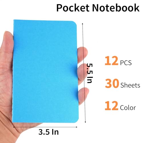 Hoiny 12 Pack Mini Pocket Notebook, 3.5 X 5.5 Inch Lined Small Journals for Kids, Colorful Cover Notepads for Traveler, Students, School Supplies, 30 Sheets/60 Pages, Memo Pad, Tiny Note Book Bulk - Image 2