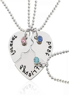 ORiTi Best Friends Forever and Ever Necklace Set - Inlaid Rhinestones - Best Friend Gift Necklace 