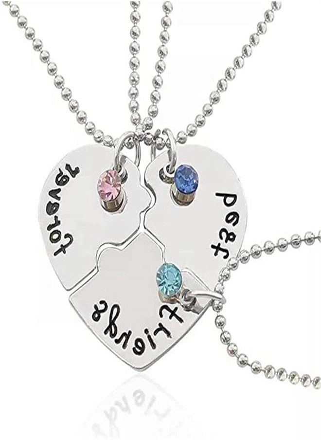 ORiTi Best Friends Forever and Ever Necklace Set - Inlaid Rhinestones - Best Friend Gift Necklace 
