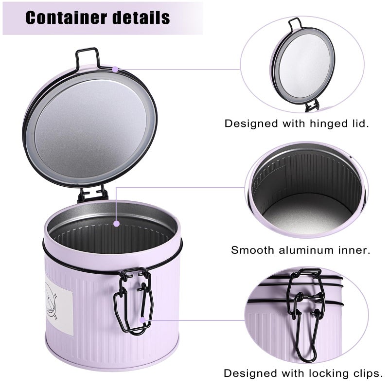 ELLDOO Body Powder Puff and Container, 21oz Empty Metal Jar, Loose Dusting Powder Storage Box with 2pcs Powder Puffs for Baby Women, Purple - Image 4