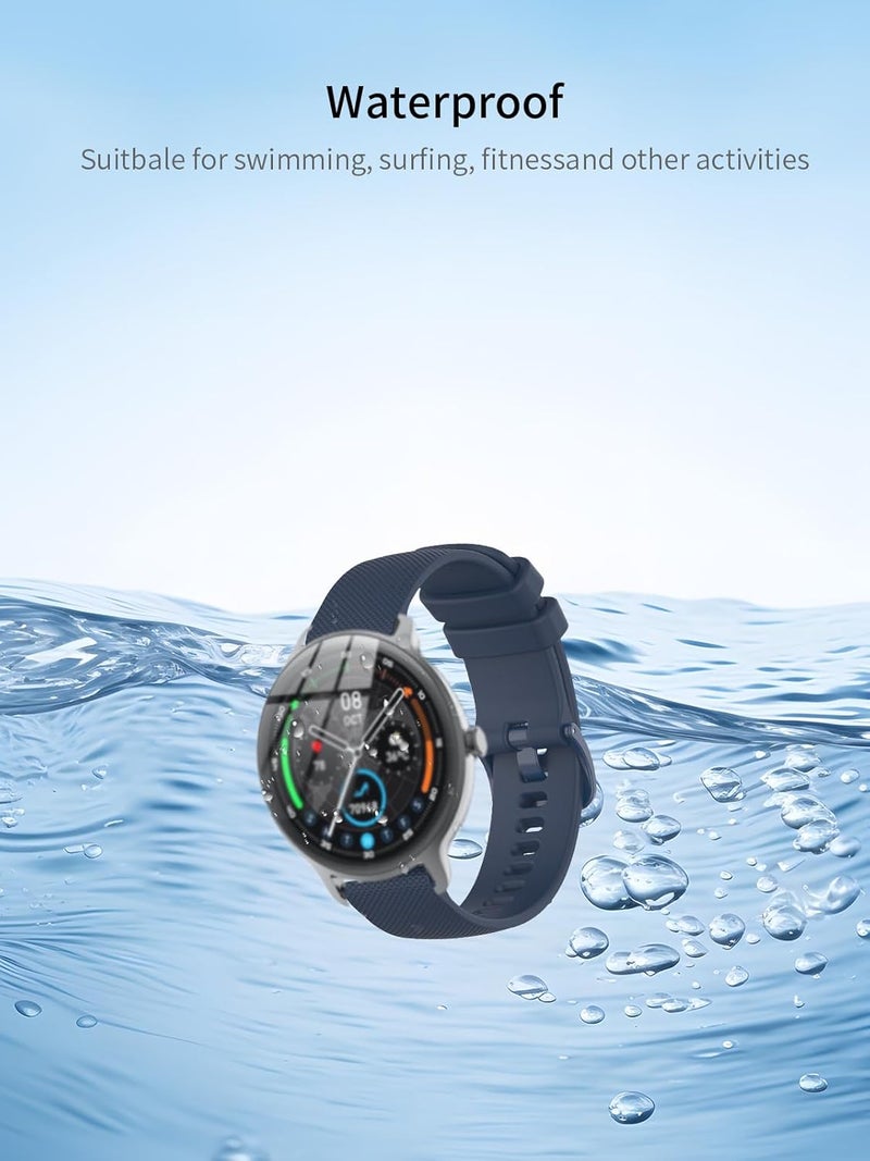 WUNIAK Smart Watch Band 22mm，Replacement New Soft Sport Silicone Waterproof Strap Wristbands for Smart Watch Band 22mm.(Black+Blue,2 Pack) - Image 4
