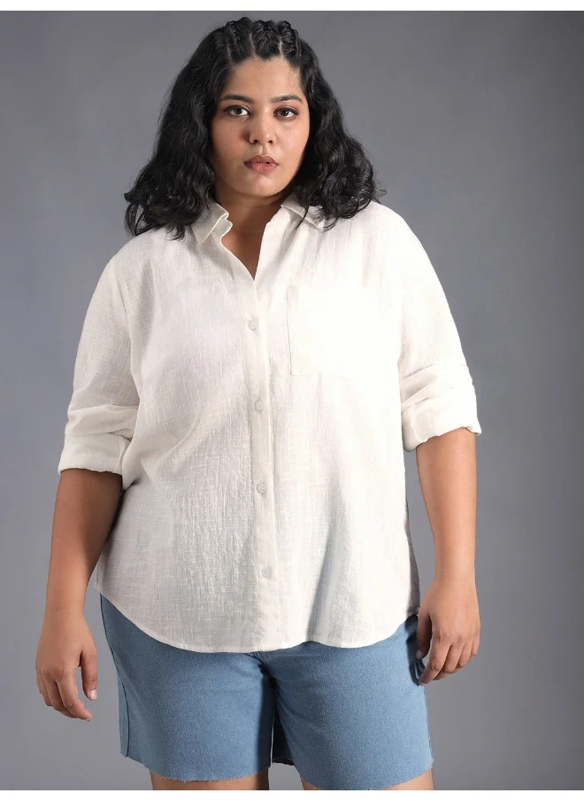 هاي ستار Women’s Oversized White Shirt – Classic and Stylish