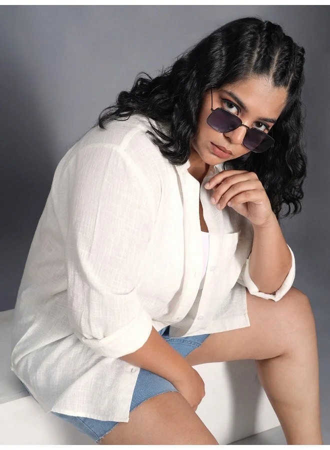 HIGH STAR Off White Women’s Oversized White Shirt – Classic and Stylish for Women | Best Price UAE