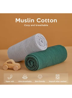 Pro Goleem Pro Goleem Muslin Crib Sheets for Boys and Girls, Soft Breathable Fitted Cotton Baby Bed Sheets Set for Standard Crib Mattress & Toddler Mattress (52"x28"), Neutral, 2 Pack (Grey＆Green)  - Image 3