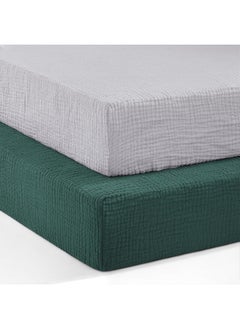 Pro Goleem Pro Goleem Muslin Crib Sheets for Boys and Girls, Soft Breathable Fitted Cotton Baby Bed Sheets Set for Standard Crib Mattress & Toddler Mattress (52"x28"), Neutral, 2 Pack (Grey＆Green)  - Image 1