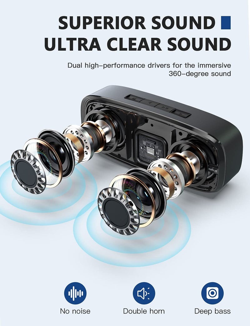 LENRUE Bluetooth Speaker, Wireless Portable Speaker with Loud Stereo Sound, Rich Bass, 12-Hour Playtime, Built-in Mic. Perfect for iPhone, Samsung and More - Image 2