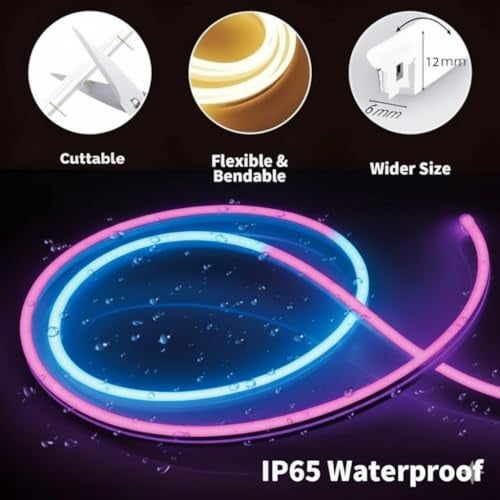 KBR RGB Neon LED Strip Light with Remote and Silicone Diffuser – Flexible Multicolor Rope Light for Home, Bedroom, Gaming Room, Party, and Decorative Lighting (5 Meter) - Image 2