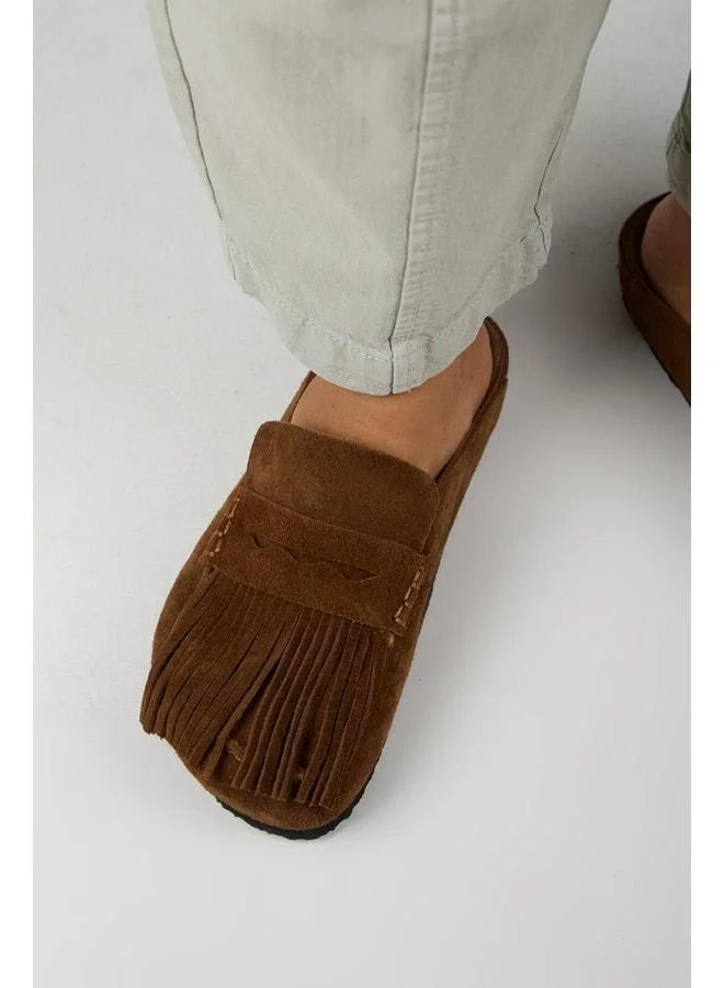 Madora Women's Genuine Leather Fringed Sabo Taba Sandal