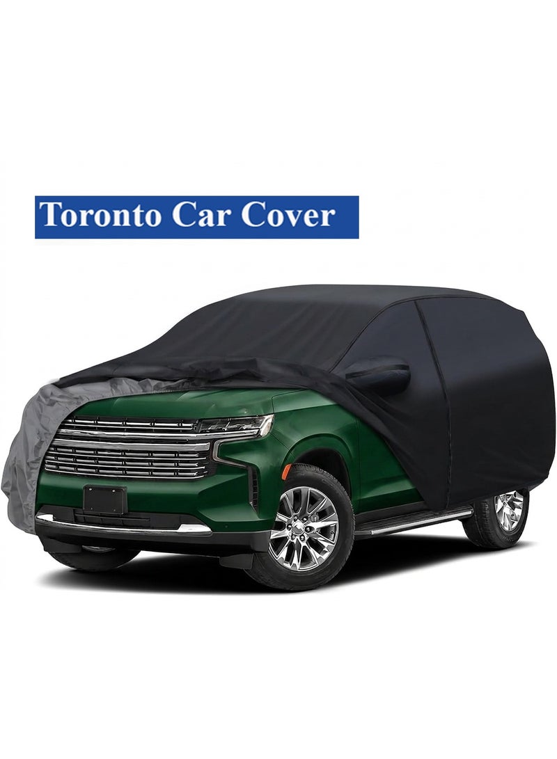 غطاء سيارة SUV "٧ طبقات" مقاوم للماء، تصميم مخصص لسيارات شيفروليه تاهو (موديلات ٢٠٠٧-٢٠٢٦) - حماية لجميع الأحوال الجوية، مزود بسحاب للباب، أحزمة مقاومة للرياح وأشرطة عاكسة للحماية من الشمس والغبار