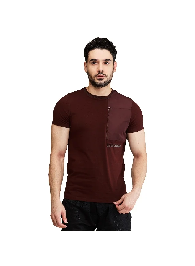 Being Human Mens Brown Round Neck Short Sleeve T-Shirt