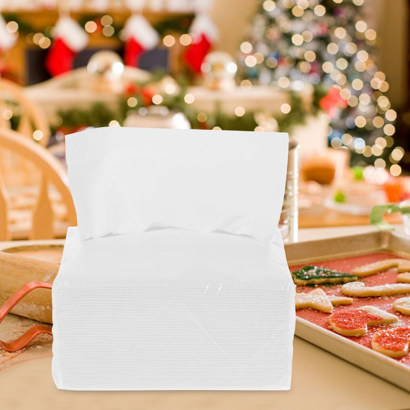 مناديل ورقية بيضاء قابلة للتخلص بكميات كبيرة 6 عبوات مناديل عشاء ناعمة وماصة - Image 5