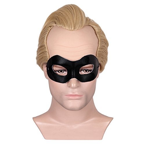 ColorGround Mens Short Blonde Bald Cosplay Wig with Eye Mask - Image 1
