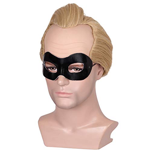 ColorGround Mens Short Blonde Bald Cosplay Wig with Eye Mask - Image 3