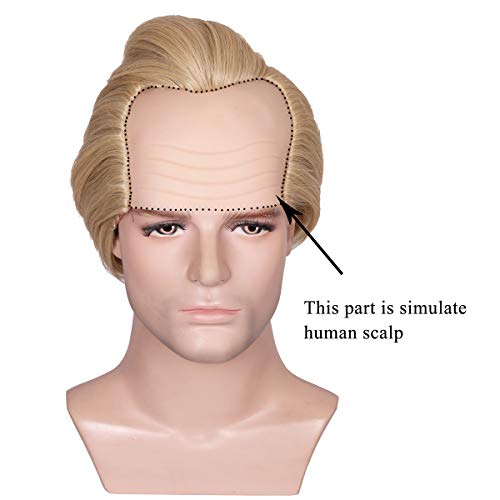 ColorGround Mens Short Blonde Bald Cosplay Wig with Eye Mask - Image 2