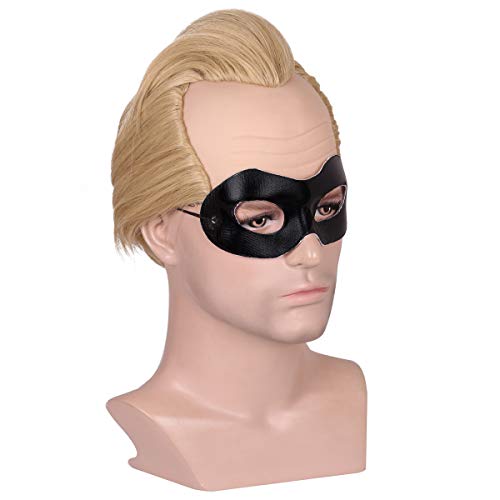 ColorGround Mens Short Blonde Bald Cosplay Wig with Eye Mask - Image 5