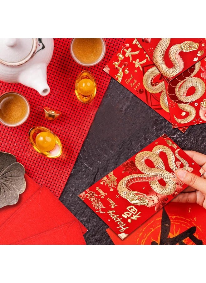 Paezm 6 Patterns 36 Pcs Chinese New Year Red Envelopes 2025-3.5 X 6.7 Inch Lucky Snake Hong Bao Red Pocket Envelope For Money, Embossed Foil Chinese Lunar Envelopes For Spring Festival Wedding Birthday  - Image 4