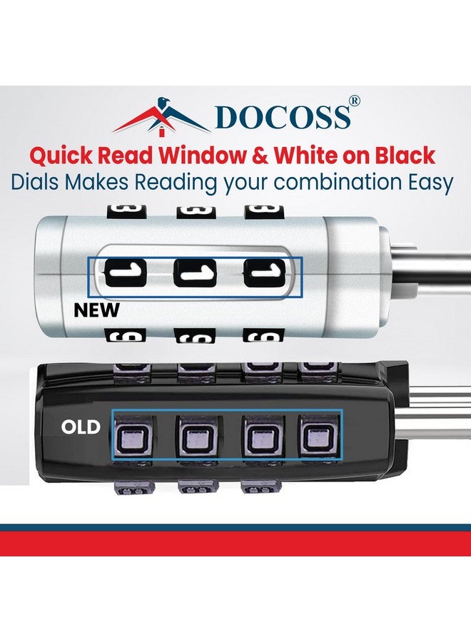 دوكوس مجموعة من 2 قفل TSA معدني - 202 قفل TSA للأمتعة، قفل رقمي للحقيبة، أقفال صغيرة للأمتعة، قفل TSA مركب بكلمة مرور للسفر (أسود، أبيض) - Image 3