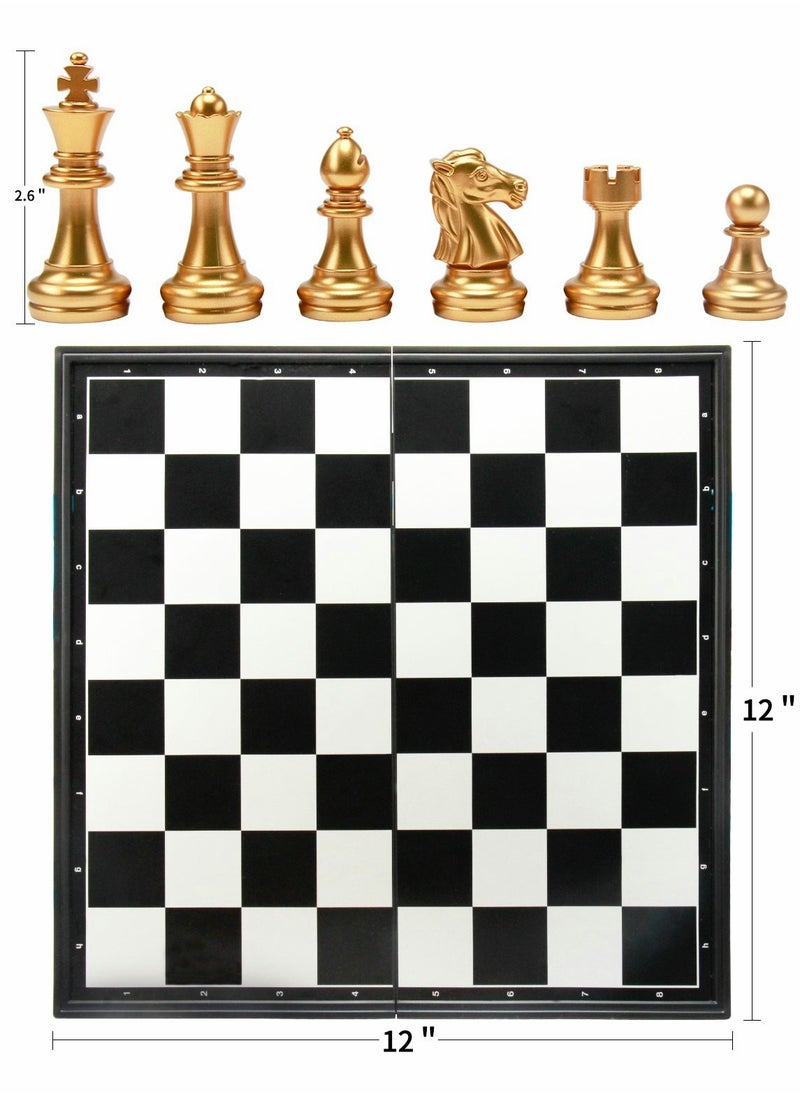 Magnetic Travel Chess Set - 12" Folding Portable Chess Board Game for Kids and Adults, Perfect Gift for Chess Lovers on the Go  - Image 3