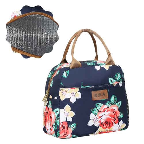 KIKA Polyester, Insulation Foil HOMS Insulated Lunch Bag for Office Women, Girls, and Kids (Floral Print), 10 L, 10 Liter, Floral,Multicolor - Image 1