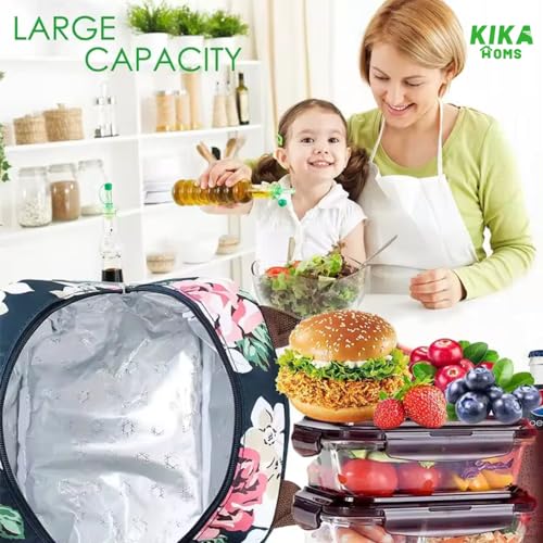 KIKA Polyester, Insulation Foil HOMS Insulated Lunch Bag for Office Women, Girls, and Kids (Floral Print), 10 L, 10 Liter, Floral,Multicolor - Image 3
