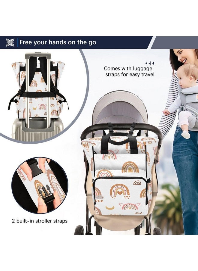 BOESI Boho Rainbow Diaper Bag Backpack, Mommy Bag, Multifunctional Diaper Backpack, Travel Backpack, Large Capacity - Image 4