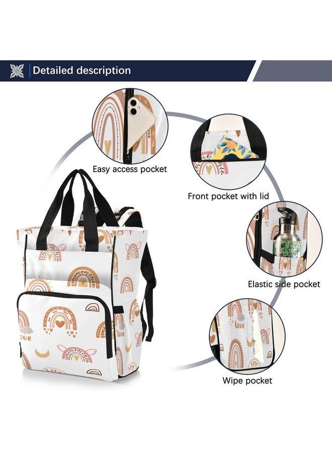 BOESI Boho Rainbow Diaper Bag Backpack, Mommy Bag, Multifunctional Diaper Backpack, Travel Backpack, Large Capacity - Image 2