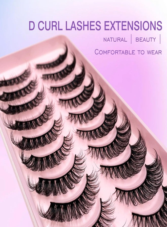 Royaomis D Curl Cat Eye lashes Wispy Russian Strip Lashes that Look Like Extensions 8D False Eyelashes Natural Look Pack 10 Pairs (RM-39) - Image 5