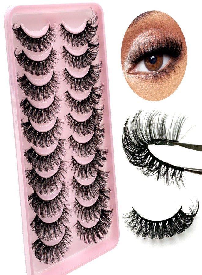 Royaomis D Curl Cat Eye lashes Wispy Russian Strip Lashes that Look Like Extensions 8D False Eyelashes Natural Look Pack 10 Pairs (RM-39) - Image 1