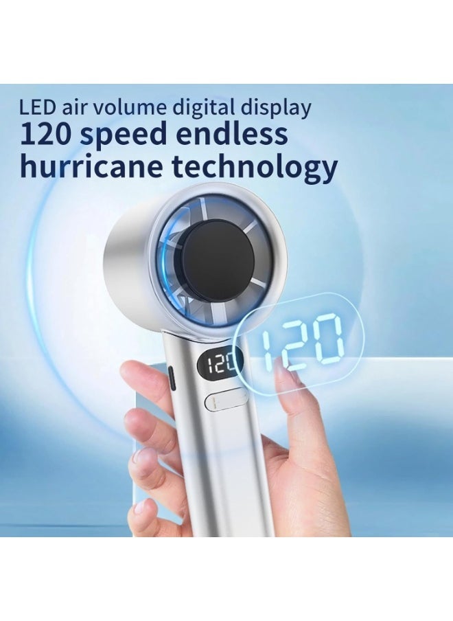 جاجيك Mini Portable Handheld Fan with 120-Speed Infinitely Variable Wind Control – Rechargeable USB Personal Fan for Adults & Kids – Compact, Quiet & Powerful Small Travel Fan for Outdoor, Home, Office, Gym, and Summer Heat Relief – White - Image 4
