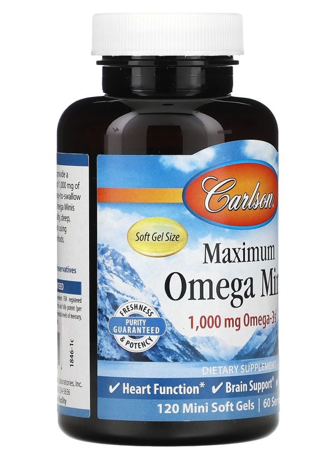 Carlson Maximum Omega Minis Natural Lemon 120 Mini Softgels (500 mg per Soft Gel) - Image 2