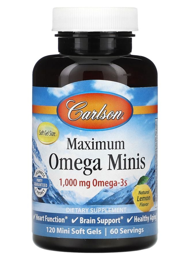 Carlson Maximum Omega Minis Natural Lemon 120 Mini Softgels (500 mg per Soft Gel) - Image 1