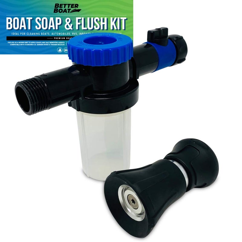 Better Boat Wash Sprayer and Boat Engine Flush Kit, Water Hose Mixer for Salt Removal, Boat Flusher for Motor Muffs on Outboards and I/O, Soap Spray Car Cleaning Hose Adapter - Image 1