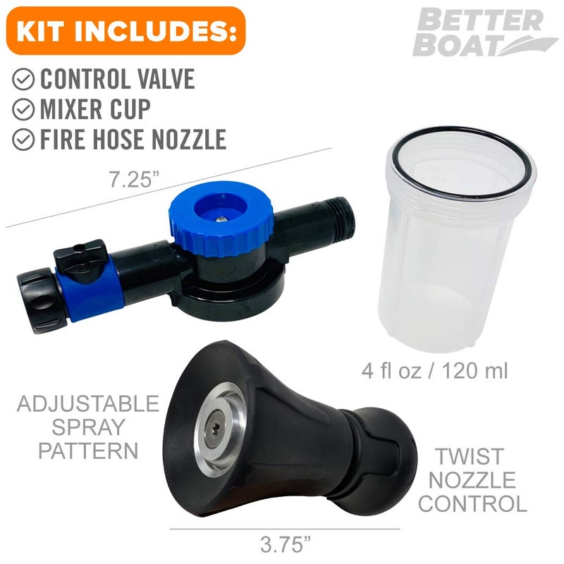 Better Boat Wash Sprayer and Boat Engine Flush Kit, Water Hose Mixer for Salt Removal, Boat Flusher for Motor Muffs on Outboards and I/O, Soap Spray Car Cleaning Hose Adapter - Image 3