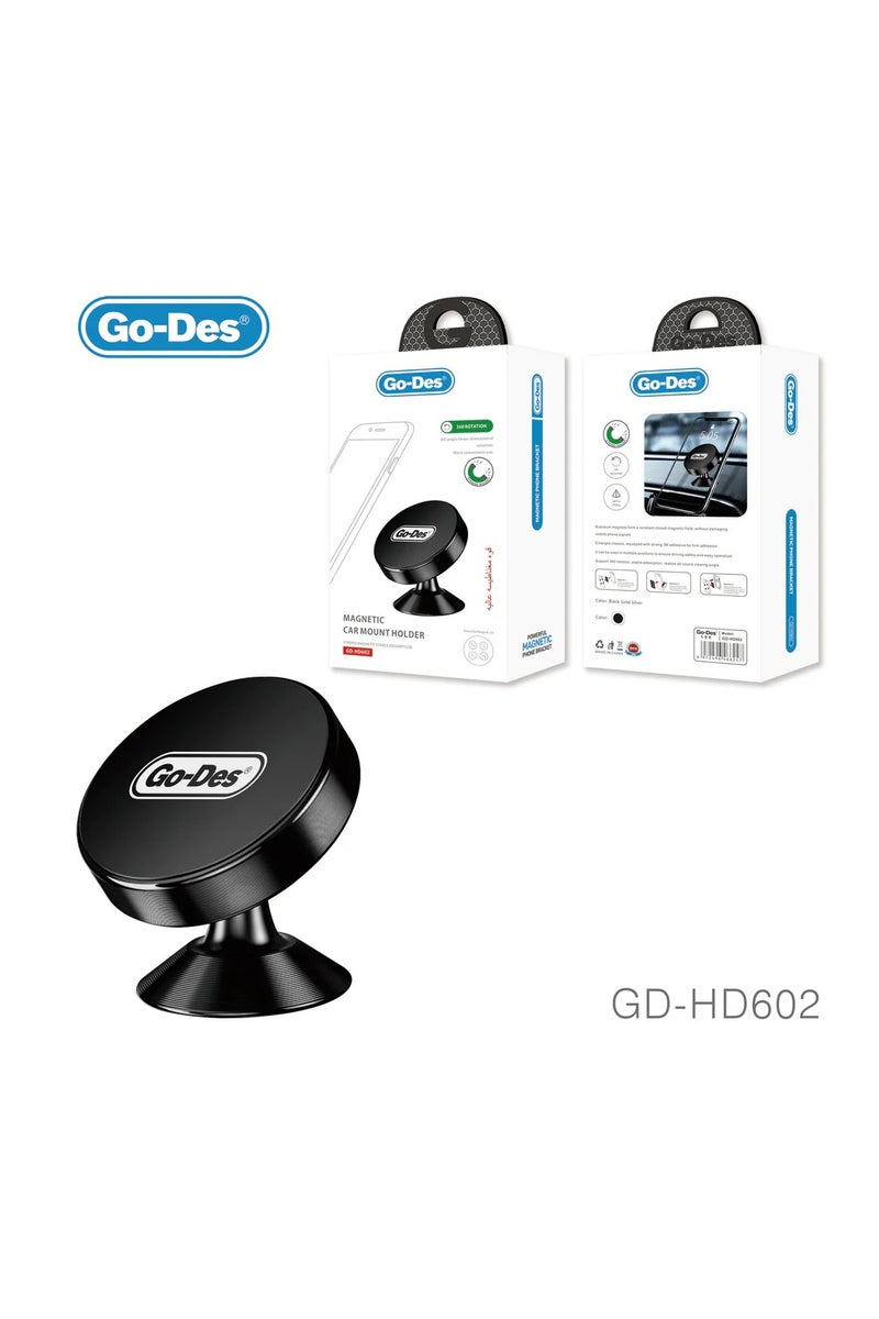 GO-DES Magnetic Car Mount Holder 360 Rotation 3M Adhesive Strong Magnet Dashboard Phone Stand - Image 1