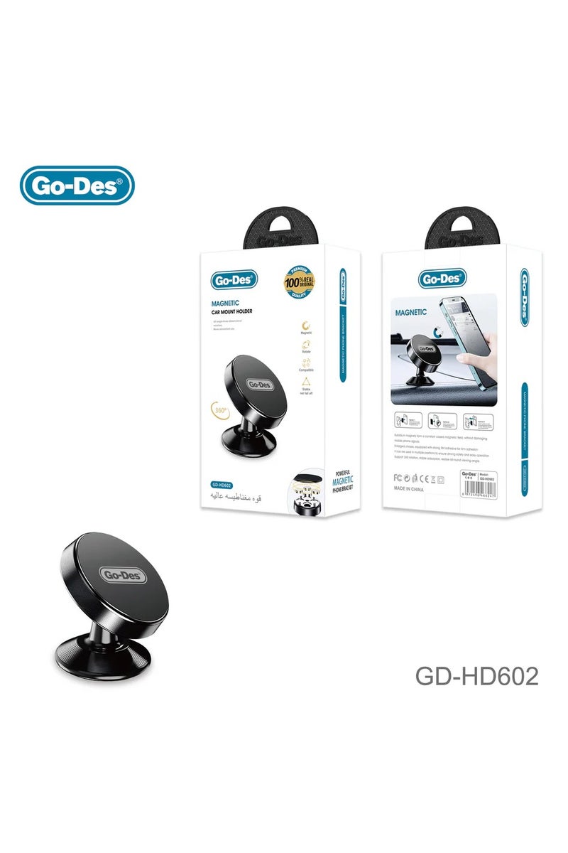 GO-DES Magnetic Car Mount Holder 360 Rotation 3M Adhesive Strong Magnet Dashboard Phone Stand - Image 2