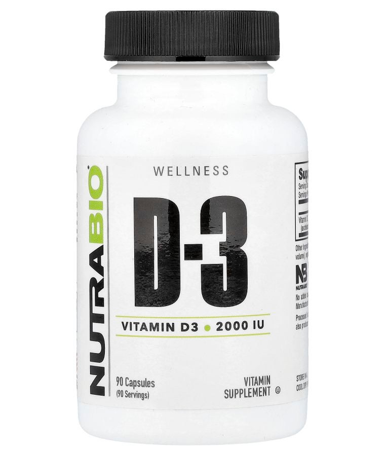 NutraBio Vitamin D-3 50 mcg (2000 IU) 90 Capsules