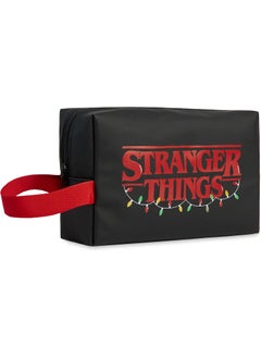 Stranger Things Stranger Things Wash Bag for Women Men Teenagers Makeup Bag Travel Toiletry Bag Gym Holiday Grooming - Gifts for Her (Black/Red) 
