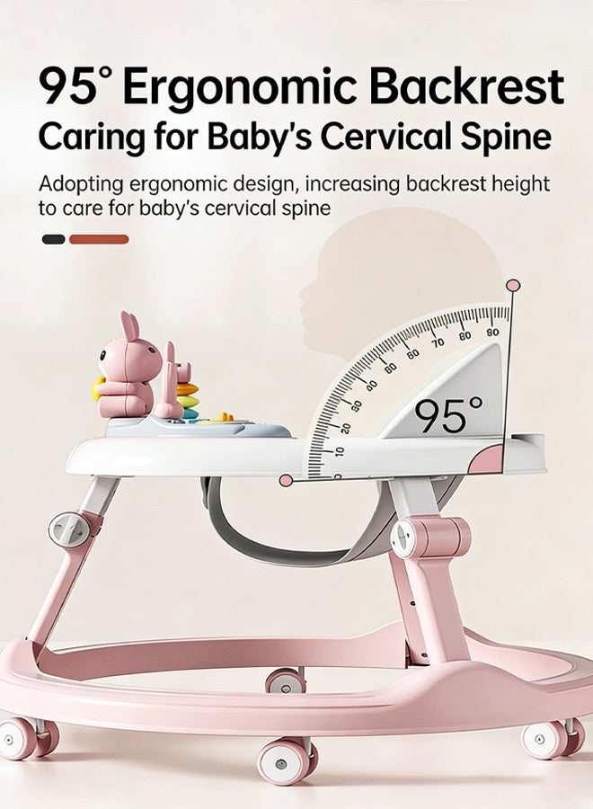 Berma Baby مشاية أطفال قابلة للطي مع عجلات وارتفاعات قابلة للتعديل مشاية للأطفال الرضع مشاية أطفال مع وسائد للقدم مشايات أطفال مضادة للسقوط ومركز أنشطة للأولاد والبنات من سن 7 إلى 18 شهرًا - Image 4