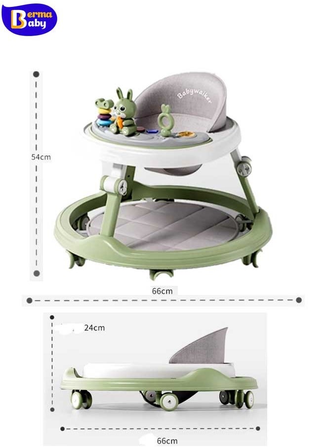 Berma Baby Baby Walker  Foldable Baby Walker with Wheels  Adjustable Heights Walker for Baby Infant Toddler Walker with Foot Pads Anti-Fall Baby Walkers and Activity Center for Boys Girls 7-18 Months  - Image 2