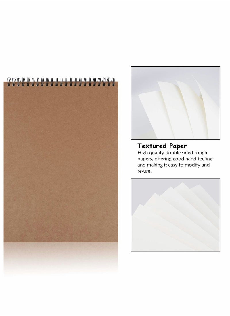 SYOSI - Sketchbook A4 Sketch Book Drawing Pad with 60 Pages 30 Sheets Sketch Pad Spiral Bound Kraft Cover Hardback Art Book 2 Pack - Image 1