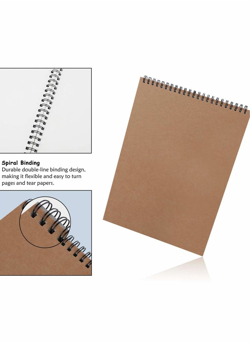 SYOSI - Sketchbook A4 Sketch Book Drawing Pad with 60 Pages 30 Sheets Sketch Pad Spiral Bound Kraft Cover Hardback Art Book 2 Pack - Image 1